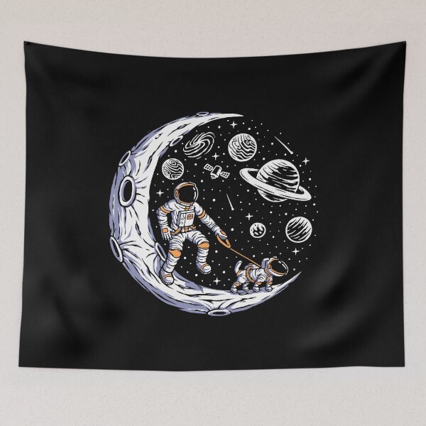 Item preview, Astronaut and dog on the moon designed and sold by FatBirdie.