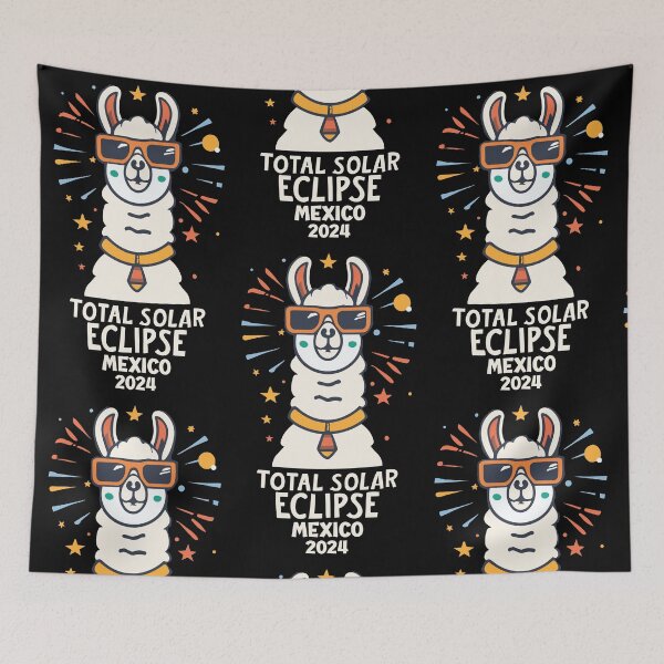 Item preview, Mexico 2024 Solar Eclipse with a cool Llama designed and sold by EmeraldeaArt.