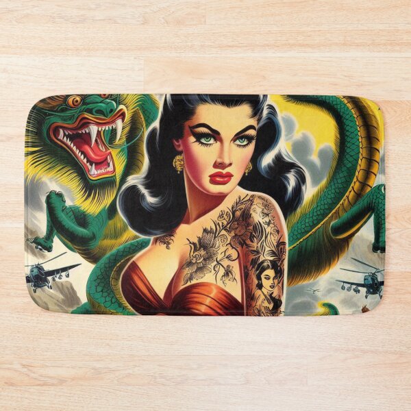 Item preview, Retro Dragon Tattoo Girl designed and sold by PulpVintage.