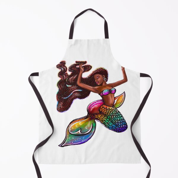 Item preview, mermaid rainbow fins flowing red locs Afro hair and brown skin. African American Mermaids designed and sold by Artonmytee.