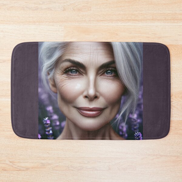 Item preview, Portrait of a woman with silver hair, her face lined with soft wrinkles, reflecting beauty, wisdom, and grace designed and sold by AndreaMart.