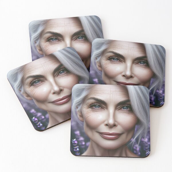 Item preview, Portrait of a woman with silver hair, her face lined with soft wrinkles, reflecting beauty, wisdom, and grace designed and sold by AndreaMart.