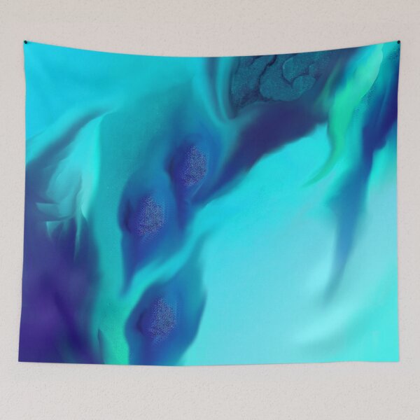 Item preview, abstract untitled cyan and blue aquatic world designed and sold by Gabriel BOCQUAIRE.