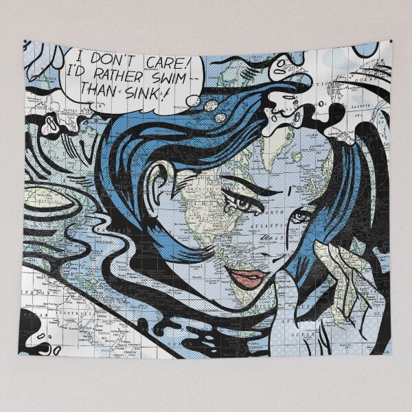Item preview, Swimming Girl Earth Pop ART designed and sold by worn.