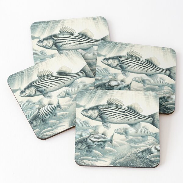 Item preview, Intertidal Zone Striped Bass in Black and White designed and sold by HippieFarms11.