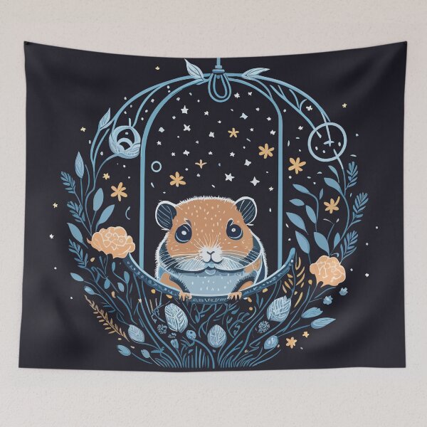 Item preview, cute little hamster in flower basket designed and sold by Mystic-Gallery.