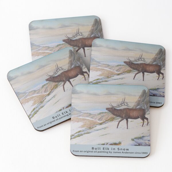 Item preview, Bull Elk in snow  from an original oil painting by James Anderson circa 1980 designed and sold by MCanderart.
