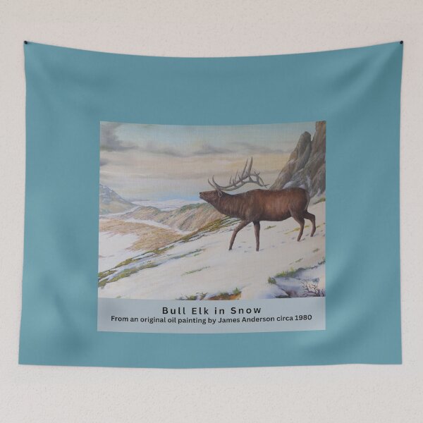 Item preview, Bull Elk in snow  from an original oil painting by James Anderson circa 1980 designed and sold by MCanderart.