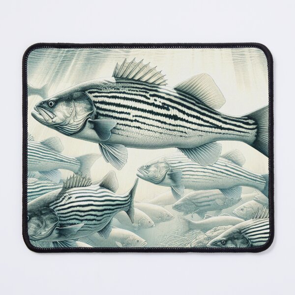 Item preview, Intertidal Zone Striped Bass in Black and White designed and sold by HippieFarms11.