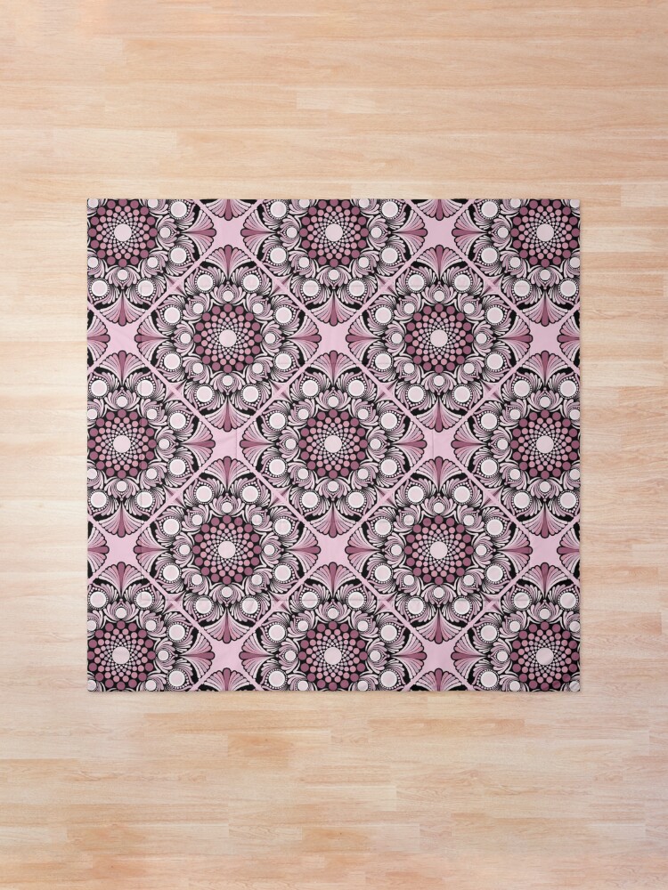 Comforter, Cherry Blossom Dusky Rose Dot Mandala Diamond Tile designed and sold by Triplicate Limited