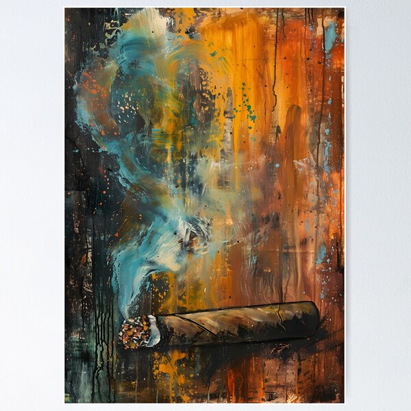 Item preview, Ethereal Cigar Symphony- A Multifaceted Journey through Abstract Expressions and Fauvist Hues designed and sold by OlfactoART Studio.