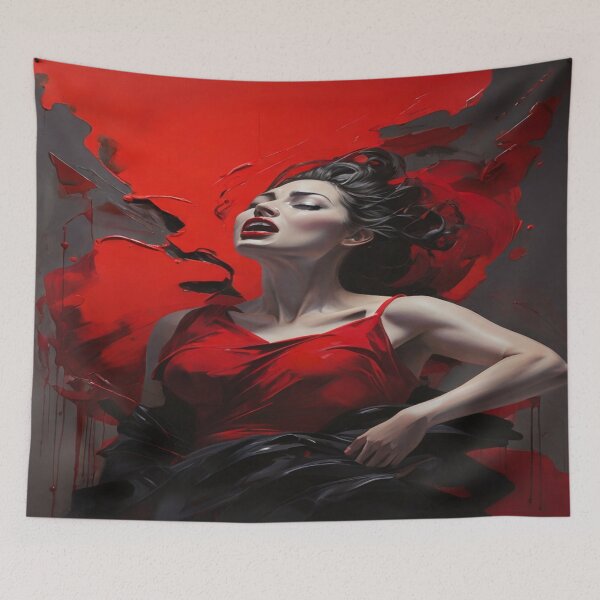 Item preview, A swirling cacophony in vivid hues of deep crimson and stormy greys. designed and sold by Cherryblossom50.