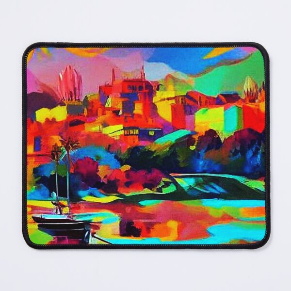 Item preview, Boat on river by town designed and sold by George Hutton Hunter.