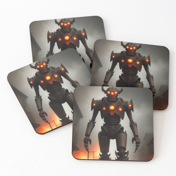 Item preview, Robot Walking Thru a Burning Dark Town designed and sold by TheDarkWardrobe.