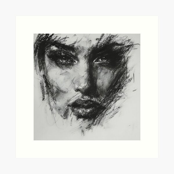 Item preview, Moody Woman's Face Charcoal Sketch designed and sold by dcrc.