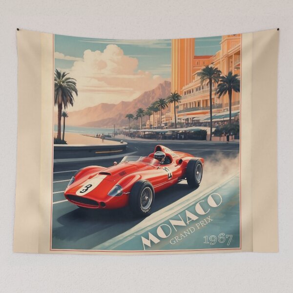 Item preview, Monaco Motorsport Majesty: Vintage Racing Poster designed and sold by Ceemko's Vintage Corner.