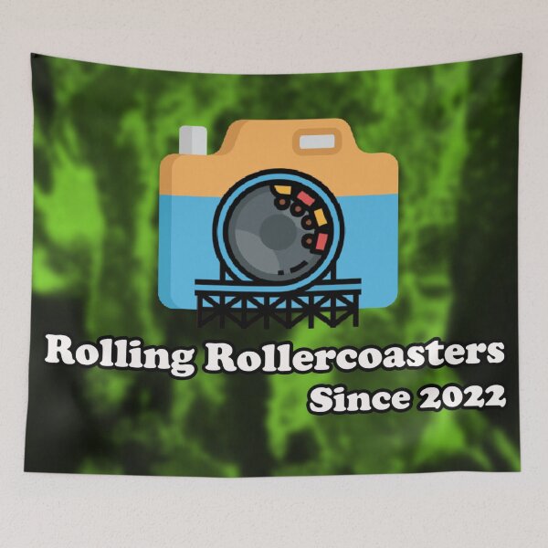 Item preview, Rolling Rollercoasters logo with green splatter background  designed and sold by RollingRC.
