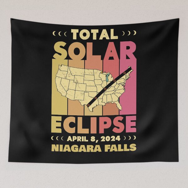Item preview, Niagara Falls Total Solar Eclipse with MAP - in Sun Hues 2024 April 8 designed and sold by EmeraldeaArt.