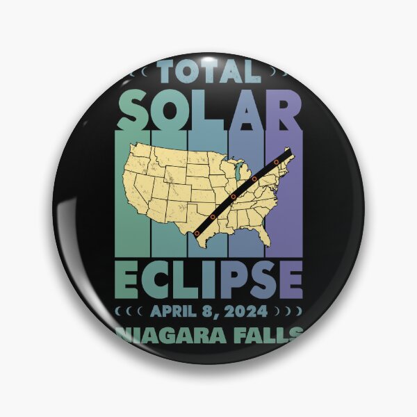 Item preview, Niagara Falls Total Solar Eclipse with MAP - in Green and Blue Hues 2024 April 8 designed and sold by EmeraldeaArt.