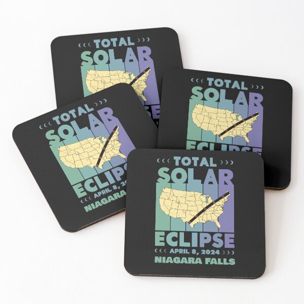 Item preview, Niagara Falls Total Solar Eclipse with MAP - in Green and Blue Hues 2024 April 8 designed and sold by EmeraldeaArt.