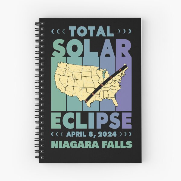 Item preview, Niagara Falls Total Solar Eclipse with MAP - in Green and Blue Hues 2024 April 8 designed and sold by EmeraldeaArt.