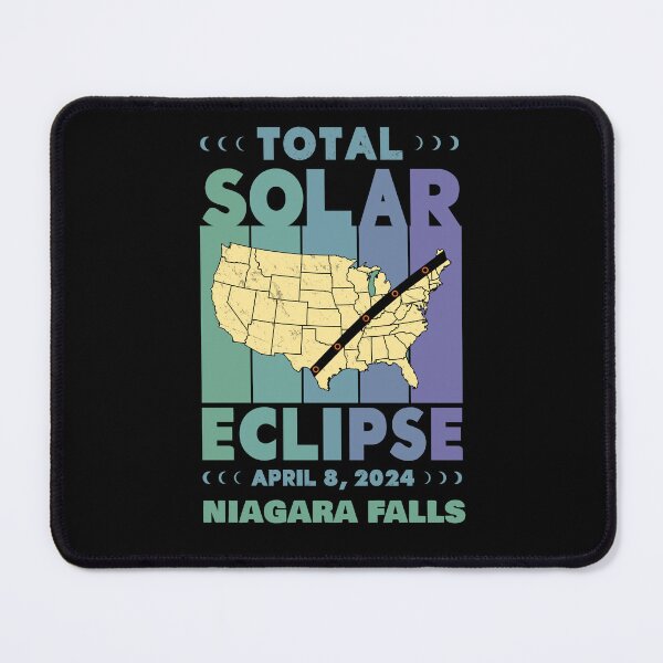 Item preview, Niagara Falls Total Solar Eclipse with MAP - in Green and Blue Hues 2024 April 8 designed and sold by EmeraldeaArt.