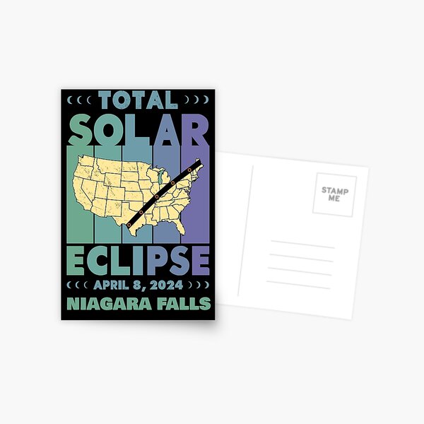 Item preview, Niagara Falls Total Solar Eclipse with MAP - in Green and Blue Hues 2024 April 8 designed and sold by EmeraldeaArt.