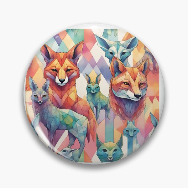 Item preview, beautiful geometric rainbow watercolor fox designed and sold by Lunaawga.