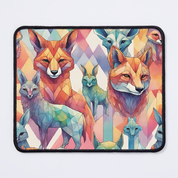 Item preview, beautiful geometric rainbow watercolor fox designed and sold by Lunaawga.