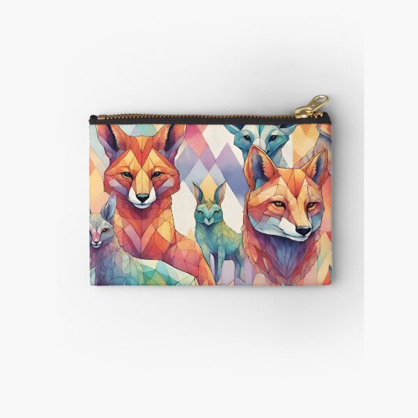 Item preview, beautiful geometric rainbow watercolor fox designed and sold by Lunaawga.