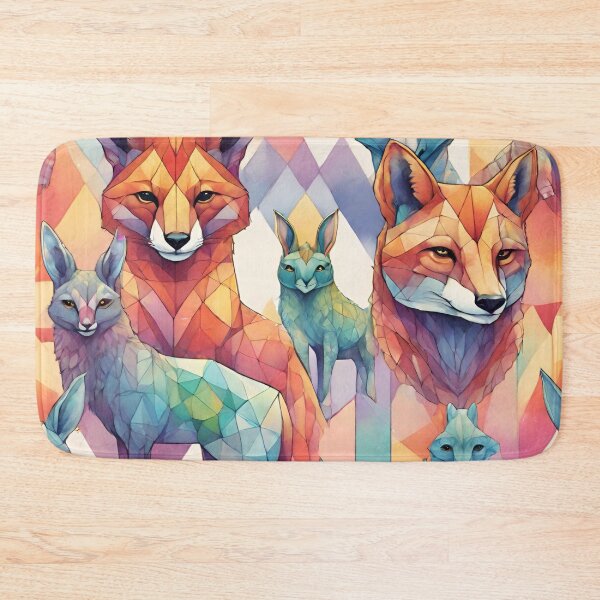 Item preview, beautiful geometric rainbow watercolor fox designed and sold by Lunaawga.