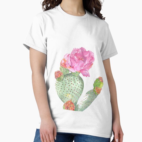 Aperçu de l'œuvre Cactus figue de Barbarie à fleurs roses créée et vendue par hanadvartstudio.