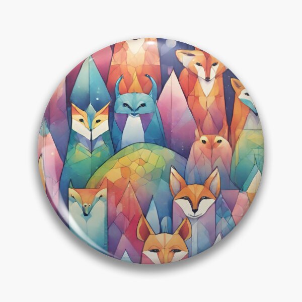 Item preview, beautiful geometric rainbow watercolor fox designed and sold by Lunaawga.