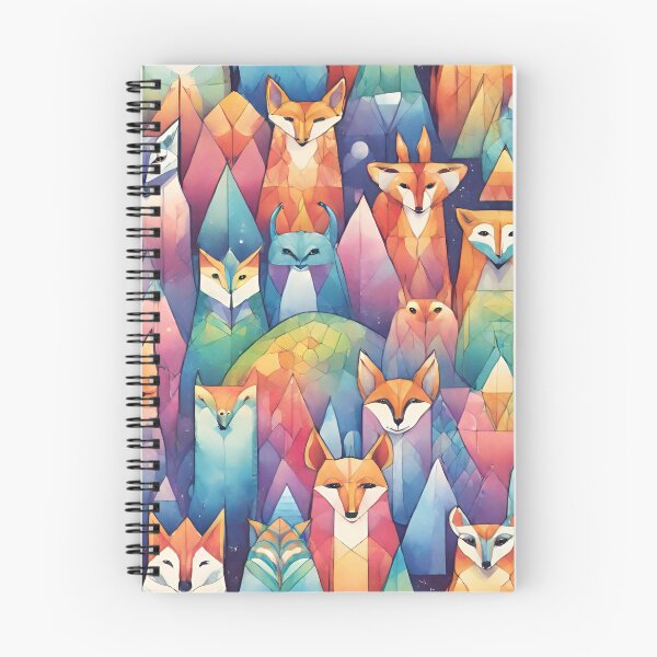 Item preview, beautiful geometric rainbow watercolor fox designed and sold by Lunaawga.