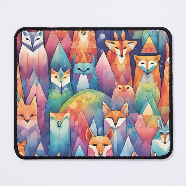 Item preview, beautiful geometric rainbow watercolor fox designed and sold by Lunaawga.