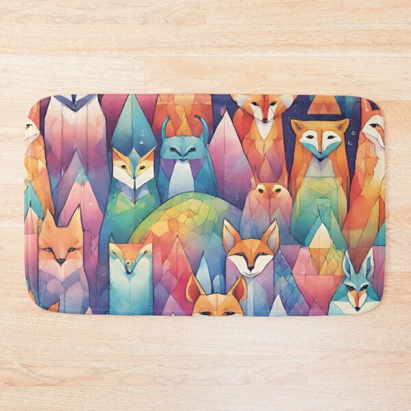 Item preview, beautiful geometric rainbow watercolor fox designed and sold by Lunaawga.