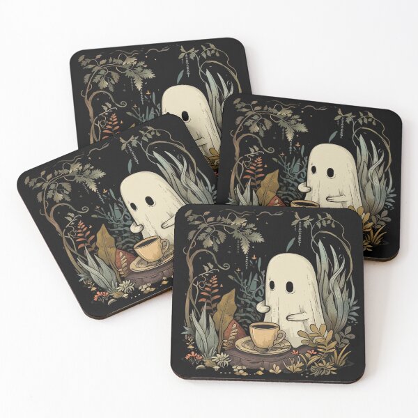 Item preview, Ghost with a cup of coffee in the middle of the forest designed and sold by DreamVibeShirt.