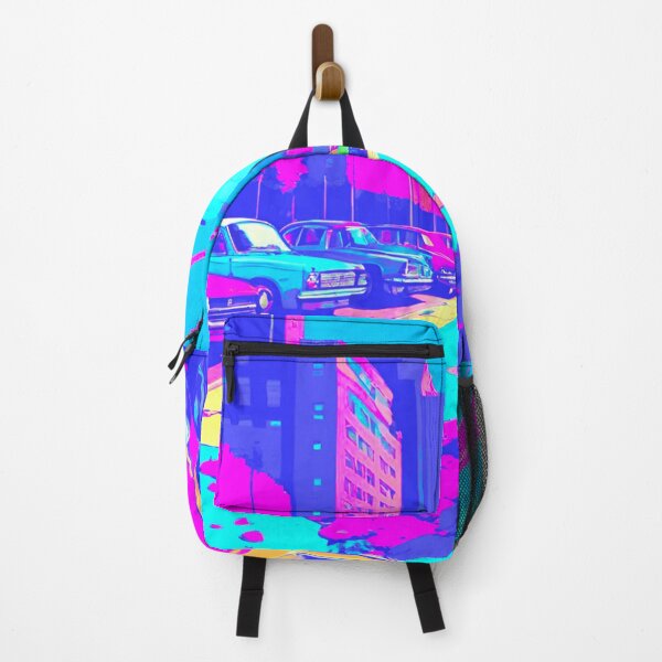 Item preview, Pastel Park - Tranquil Scene of Pink and Blue Parked Cars designed and sold by GrizzlyCollective.