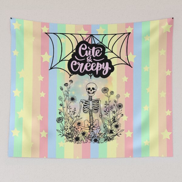 Item preview, Pastel Rainbow Cute and Creepy Skeleton with Flowers designed and sold by SpiralBalloon.