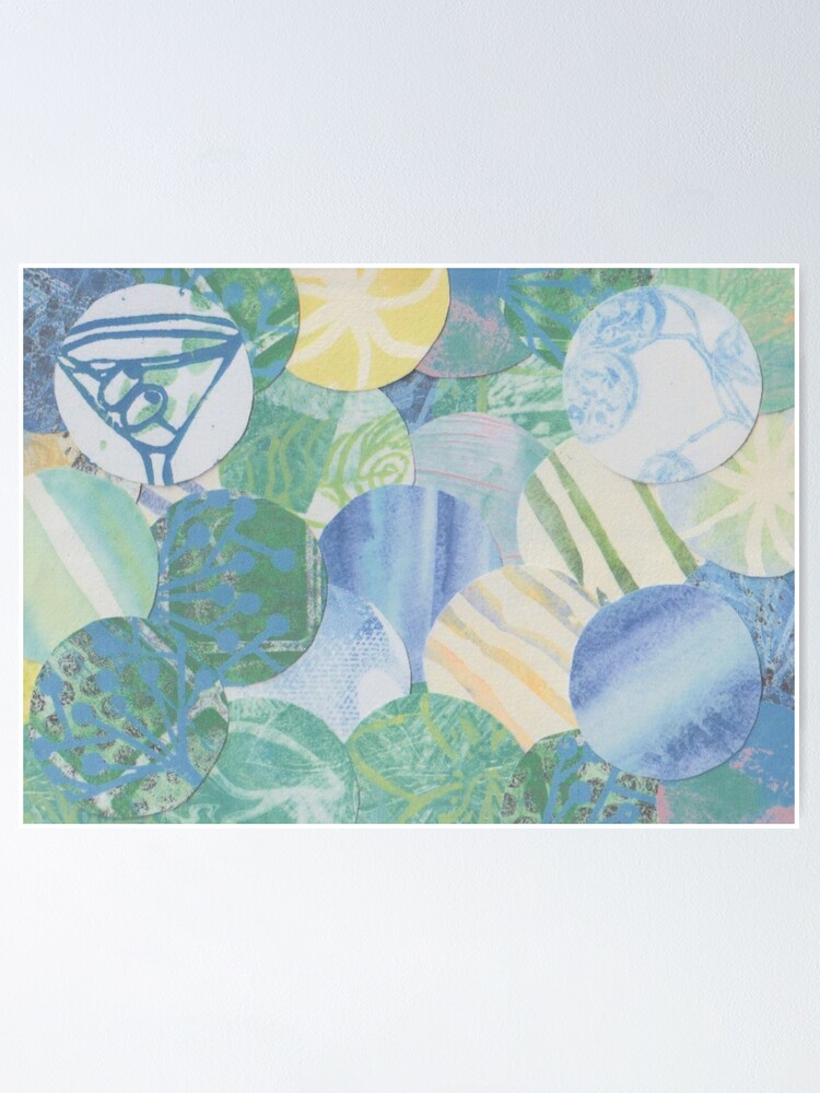 Thumbnail 1 of 3, Poster, art orbs blue designed and sold by KimCodnerDesign.