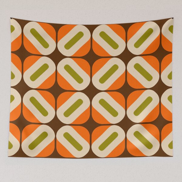 Item preview, Retro Geometric Pattern Brown Orange and Green designed and sold by tonymagnerart.