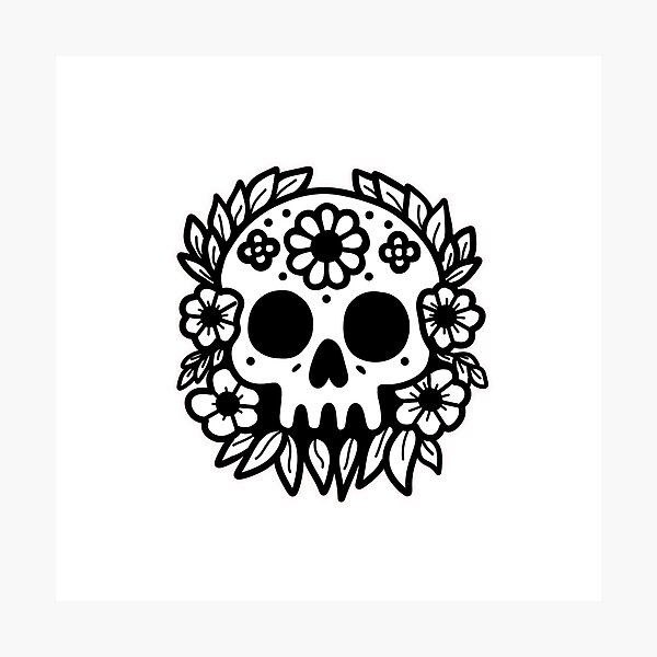 Item preview, Sugar skull, Day of the dead Cinco de Mayo black & white designed and sold by EricSticks.