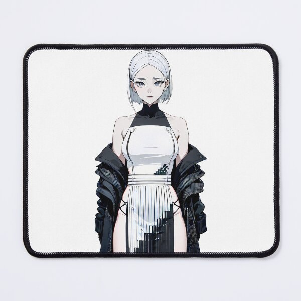 Item preview, Monochrome Elegance: Anime Girl in Double Slit Dress designed and sold by ZipperDragon88.
