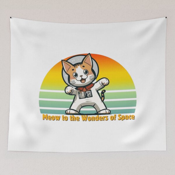 Item preview, Meow to the Wonders of Space - Retro Astronaut Cat Print designed and sold by TGAL2.