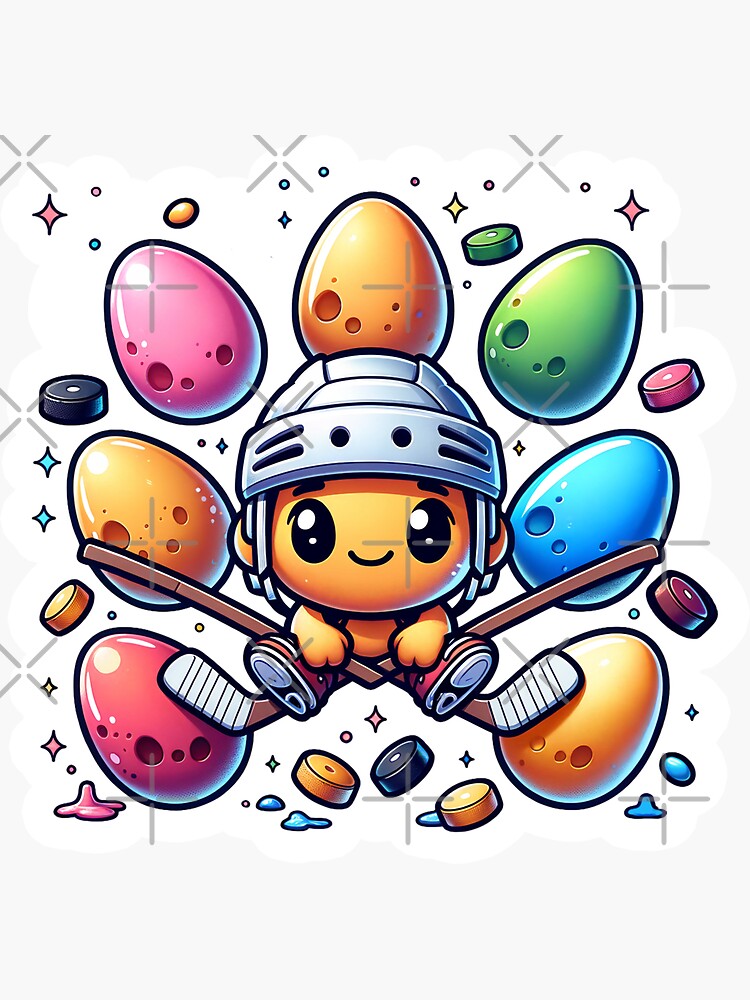 Ostern-Hockey-Spieler-Aufkleber Osterei-Muster Sticker