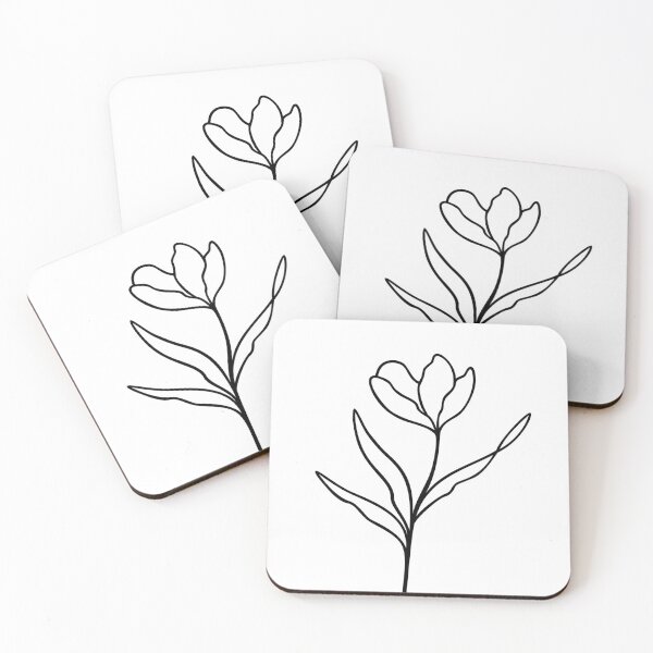 Item preview, Floral Line Art | Elegant Wildflower Leafy Stem designed and sold by RachelFCreative.