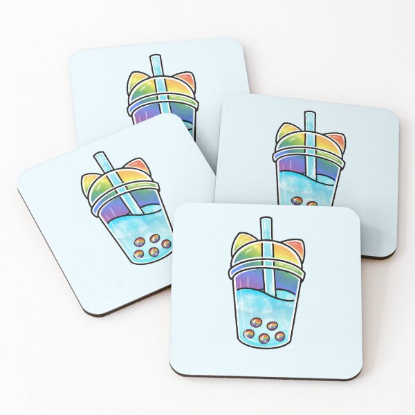 Item preview, Cat boba (cloudy blue sky & rainbow) designed and sold by ikigaiartist.
