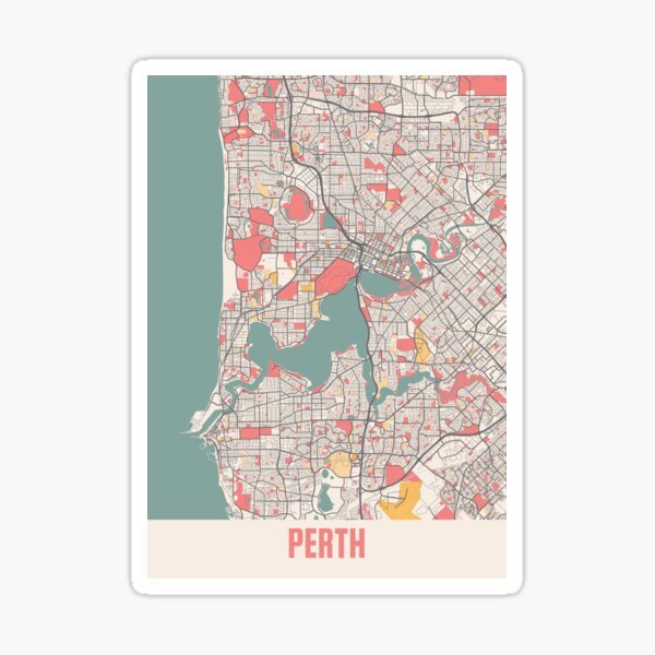 Item preview, Perth City Map Chalk Retro City Map Poster designed and sold by Peek-Designs.
