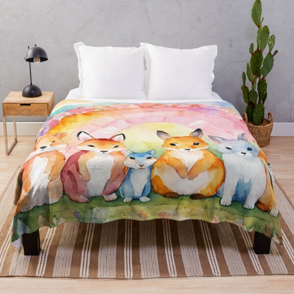 Item preview, watercolor of cute critters rainbow nursery room art designed and sold by soulfulpalette.