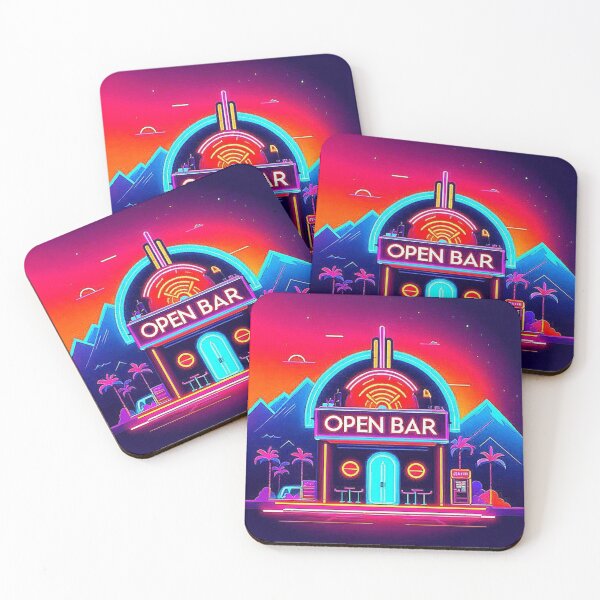 Item preview, Vintage Desert Landscape Open Bar Neon. designed and sold by Giulivo Store Graphic.